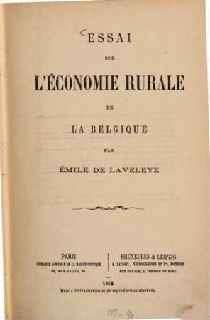 Essai sur l'économie rurale de la Belgique
