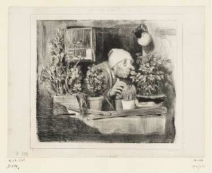 L'Odorat, aus: "Les Cinq Sens", in: "La Caricature: revue morale, judiciaire, littéraire, artistique, fashionable et scénique", Paris 1839