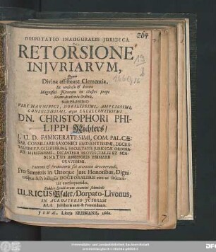 Disputatio Inauguralis Iuridica De Retorsione Iniuriarum