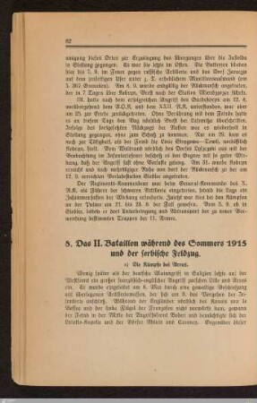 8. Das II. Bataillon während des Sommers 1915 und der serbische Feldzug