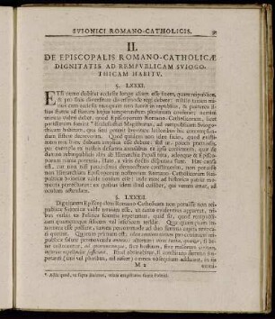 II. De Episcopalis Romano-Catholicæ dignitatis ad rempublicam Sviogothicam habitu.
