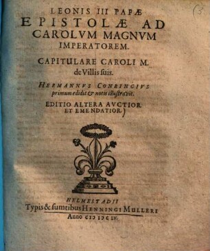 Leonis III papae epistolae ad Carolum Magnum imperatorem