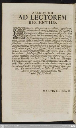Alloquium Ad Lectorem Recentius