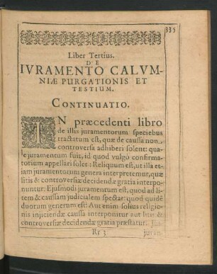 Liber Tertius. De Iuramento Calumniae Purgationis Et Testium.