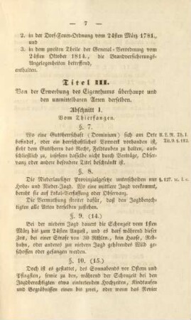 Titel III. Von der Erwerbung des Eigenthums überhaupt und den unmittelbaren Arten derselben.