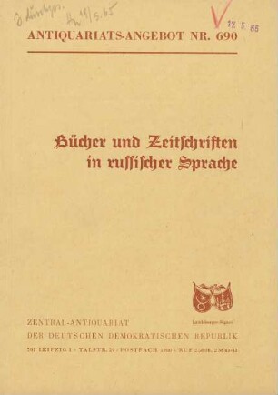 Nr. 690: Bücher und Zeitschriften in russischer Sprache