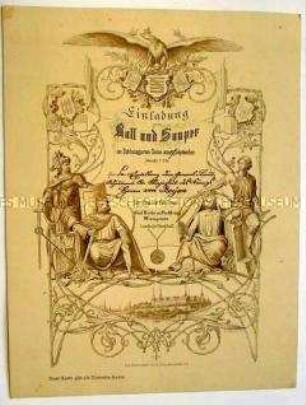 Einladungskarte für Leopold Hermann von Boyen zum Ball und Souper im Schlossgarten-Salon (von Schloss Wernigerode?)