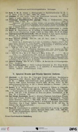V. Speyerer Drucke und Drucke Speyerer Autoren (Nr. 127-173)