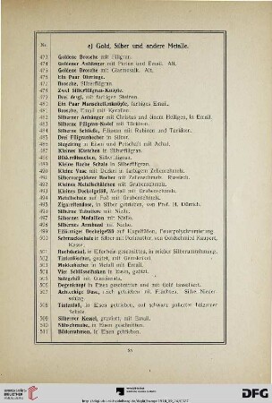 e) Gold, Silber und andere Metalle (Nr. 473-545)