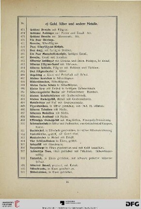 e) Gold, Silber und andere Metalle (Nr. 473-545)