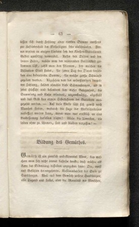 Bildung des Gemüthes.