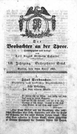16. Stück, 18. April 1853