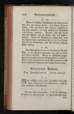 Dreyzehenter Abschnitt. Das Bauchgrimmen. (Dolor colicus)