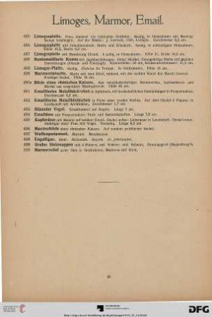 Limoges, Marmor, Email (Nr. 485-500)