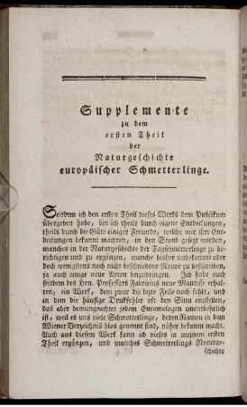 Supplemente zu dem ersten Theil der Naturgeschichte europäischer Schmetterlinge.