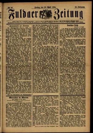 Ausgabe vom Freitag, den 20. April 1894.