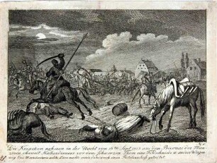 Kosaken erobern am 16. September 1813 von den Franzosen eine Feldschmiede und mehrere Wagen. Blatt 10 aus der Serie "Dresdens Not und Rettung, 1813"