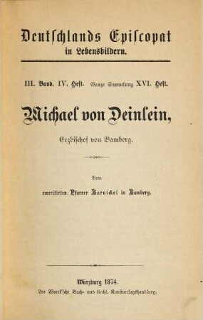 Michael von Deinlein, Erzbischof von Bamberg