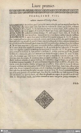 PROBLESME VIII. Autre maniere d'Orologe d'eau.
