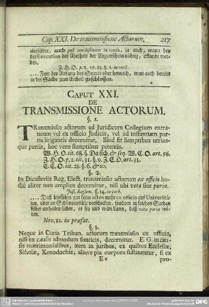 Caput XXI. De Transmissione Actorum