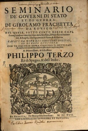 Il seminario de'governi di stato et di guerra