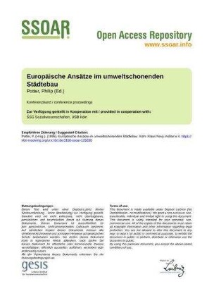 Europäische Ansätze im umweltschonenden Städtebau