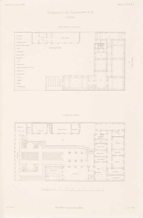 Wohnhaus Khün Oranienstraße 95, Berlin, Berlin: Grundrisse (aus: Atlas zur Zeitschrift für Bauwesen, hrsg. v. G. Erbkam, Jg. 2, 1852)