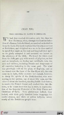 Chap. XXI: From Christmas to Easter in Jerusalem