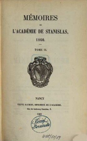Mémoires de l'Académie de Stanislas, 1860 (1861), T. 2