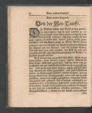Das ander Capitel. Von der Not-Tauffe.