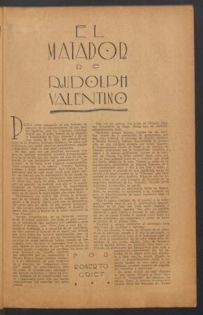 El matador de Rudolph Valentino