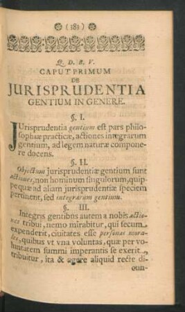 Caput Primum. De Iurisprudentia Gentium In Genere.