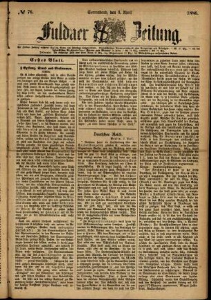 Ausgabe vom Samstag, den 03. April 1886.