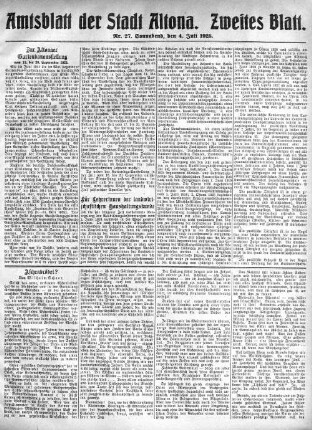 Nummer 27. Zweites Blatt. : Sonnabend, den 4. Juli 1925