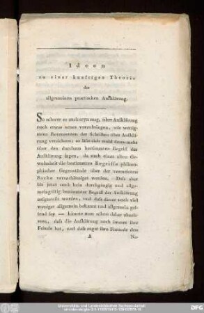 Ideen zu einer künftigen Theorie der allgemeinen practischen Aufklärung.