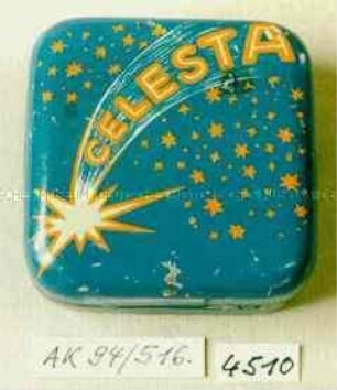 Blechdose für Schreibmaschinenfarbband "CELESTA" (Abbildung einr Sternschnuppe)
