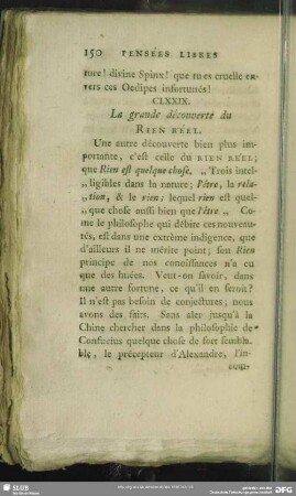 CLXXIX. La grande découverte du Rien Réel