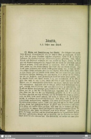 Akustik, d. i. Lehre vom Schall.
