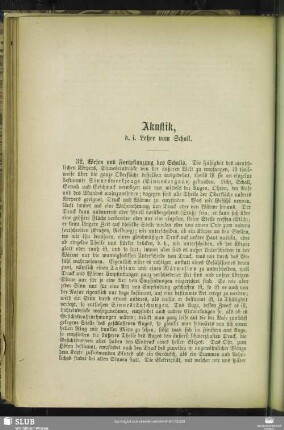 Akustik, d. i. Lehre vom Schall.