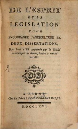 De l'Esprit de la Legislation