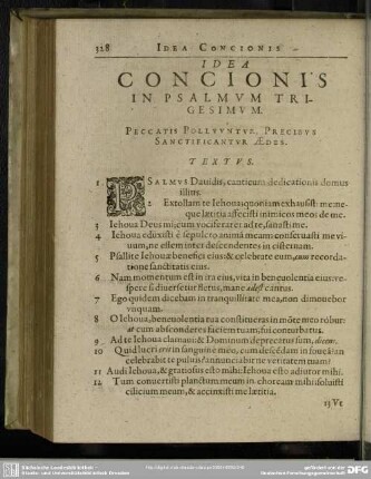 Idea Concionis In Psalmum Trigesimum