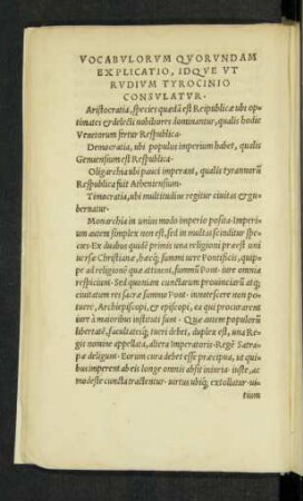 Vocabulorum Quorundam Explicatio, Idque Ut Rudium Tyrocinio Consulatur.