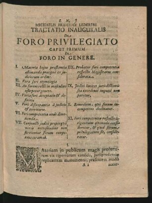 Caput Primum De Foro In Genere.