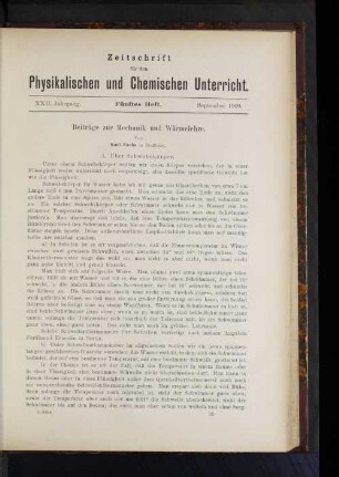 Beiträge zur Mechanik und Wärmelehre.