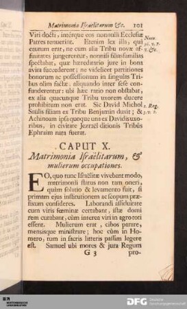 Caput X. Matrimonia Israëlitarum, & mulierum occupationes.