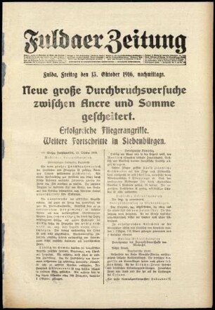 Ausgabe vom Freitag, den 13. Oktober 1916.