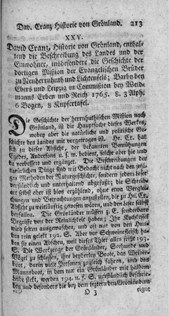 XXV. Historie von Grönland.