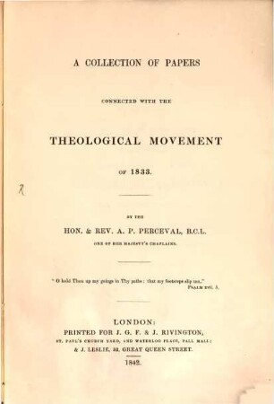 A collection of papers connected with the theological movement of 1833