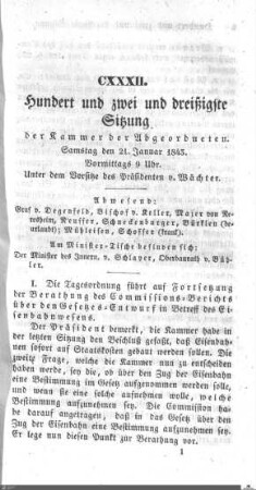 132. Sitzung, Stuttgart, 21.1.1843