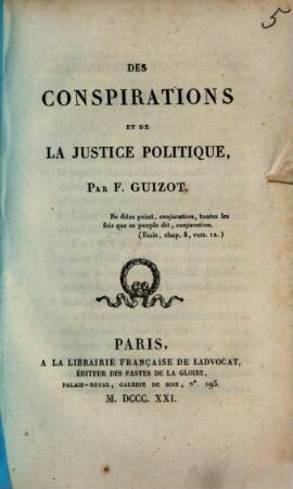 Des conspirations et de la justice politique